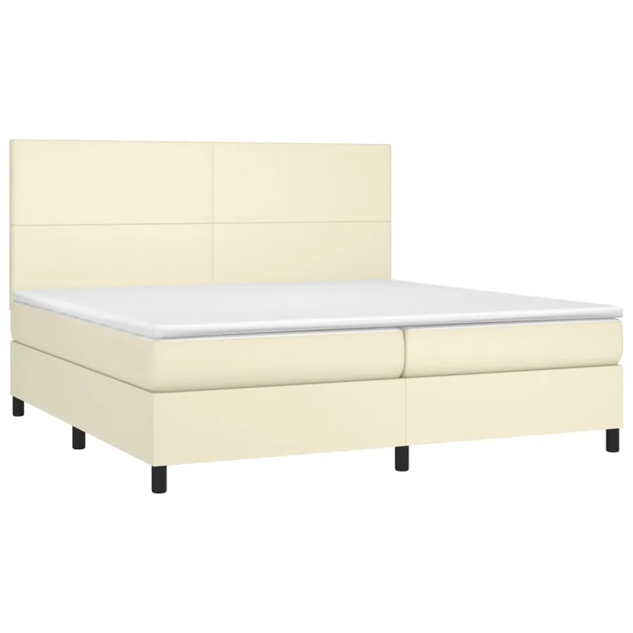 Sommier à lattes de lit avec matelas et LED Crème 200x200 cm - 3