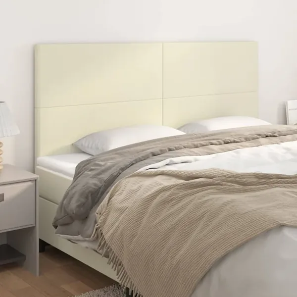 Tête de lit Crème 200x5x118/128 cm Similicuir