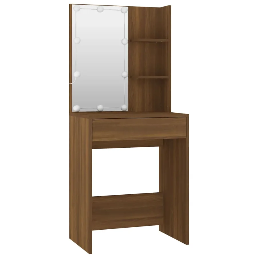Ensemble de coiffeuse avec LED Chêne marron Bois d'ingénierie - 6