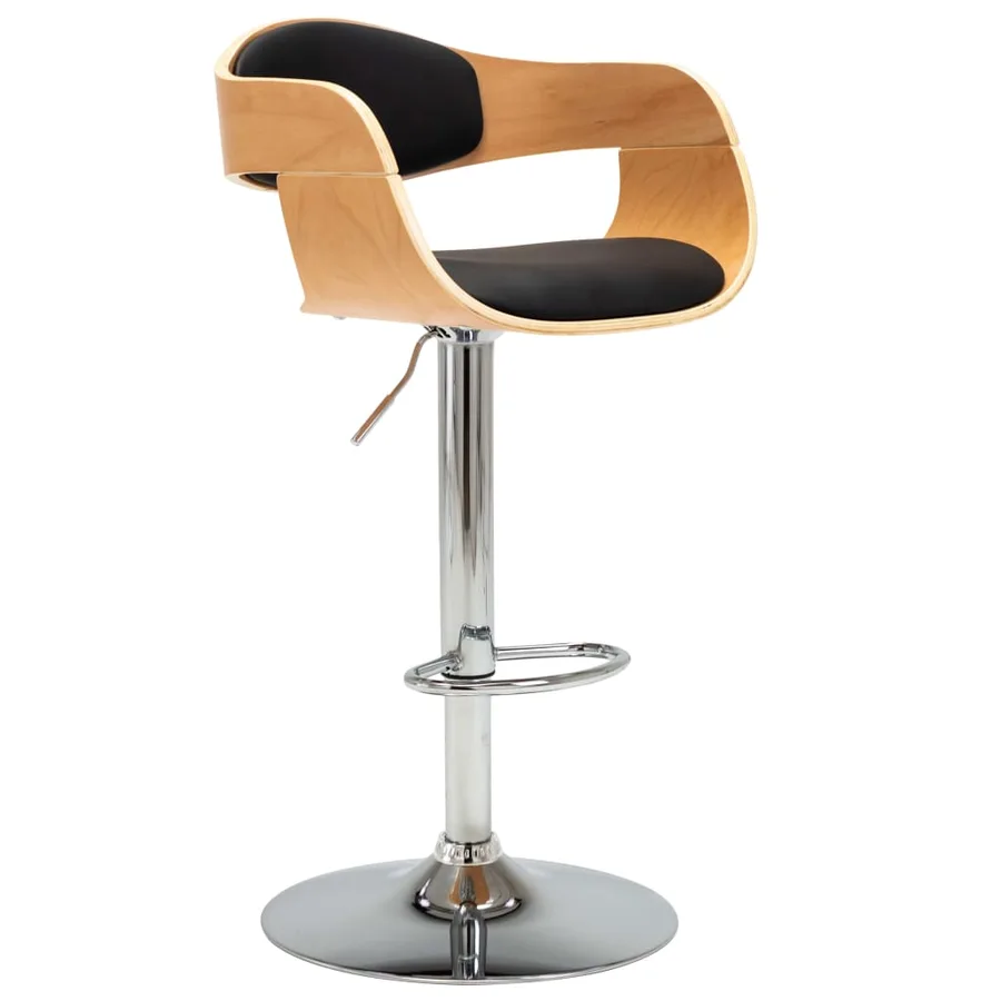 Chaises de bar lot de 2 noir bois courbé et similicuir - 3