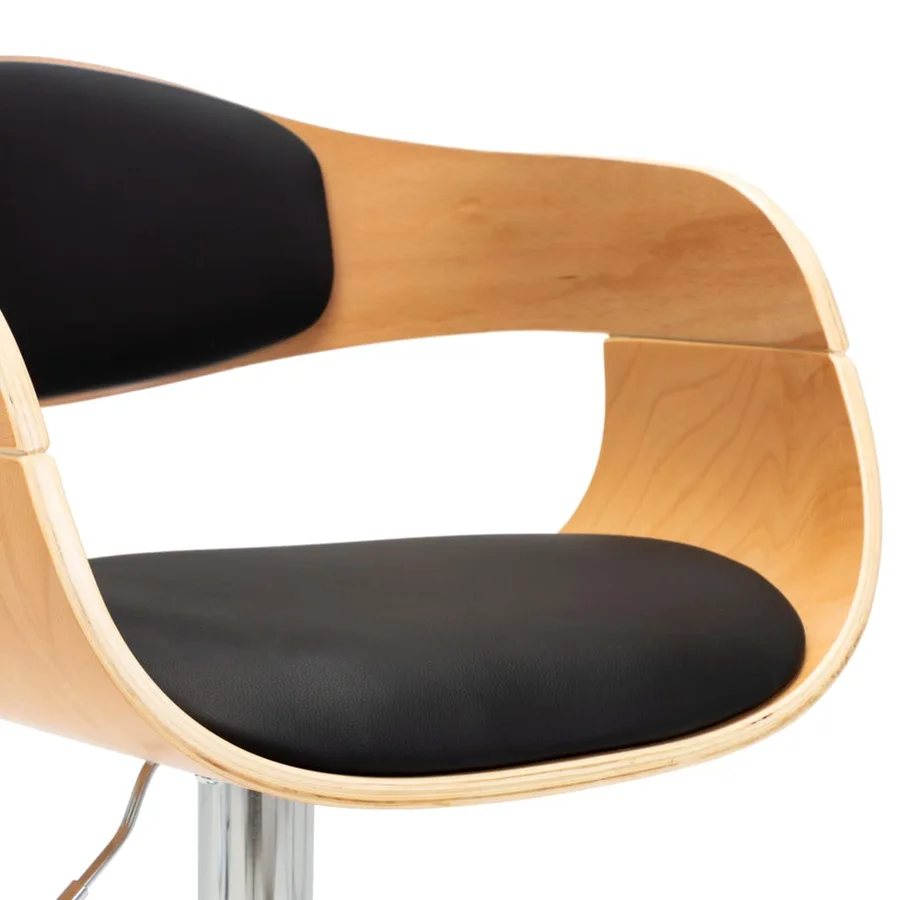Chaises de bar lot de 2 noir bois courbé et similicuir - 8
