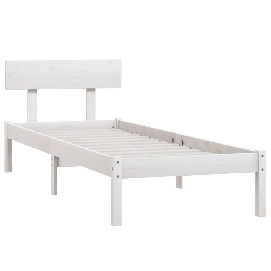 Cadre de lit sans matelas blanc bois massif 100x200 cm - 3