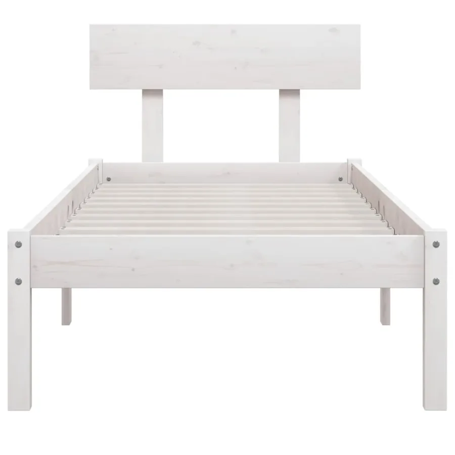Cadre de lit sans matelas blanc bois massif 100x200 cm - 4