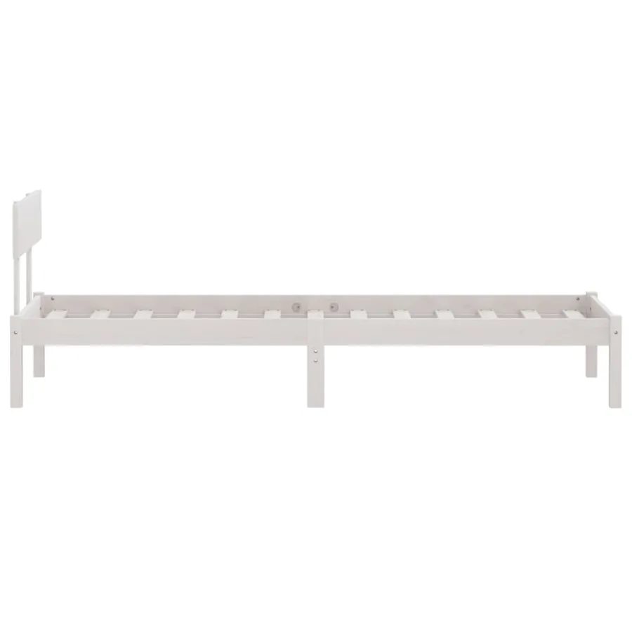 Cadre de lit sans matelas blanc bois massif 100x200 cm - 5