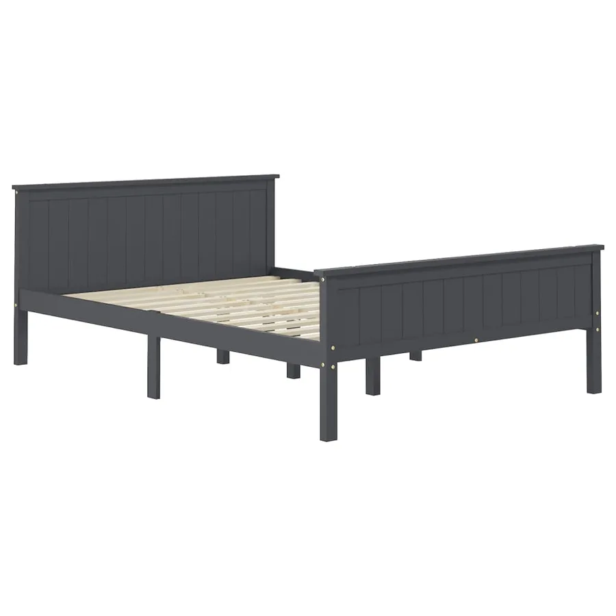 Cadre de lit sans matelas bois massif de pin gris 160x200 cm - 3