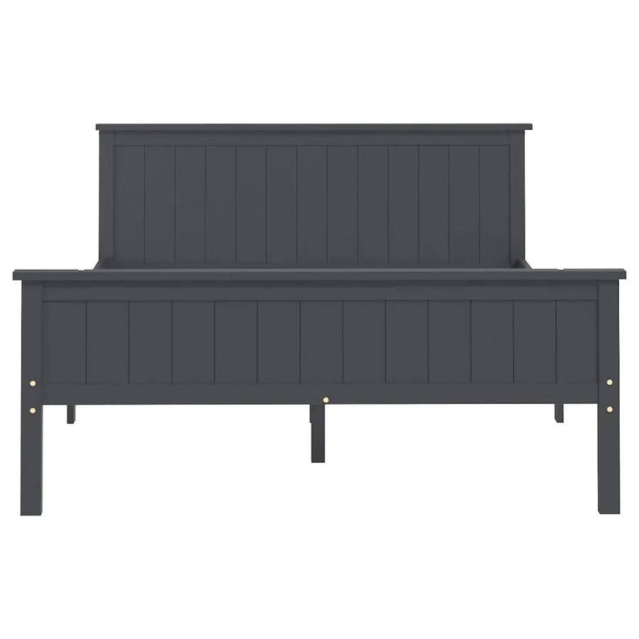 Cadre de lit sans matelas bois massif de pin gris 160x200 cm - 4