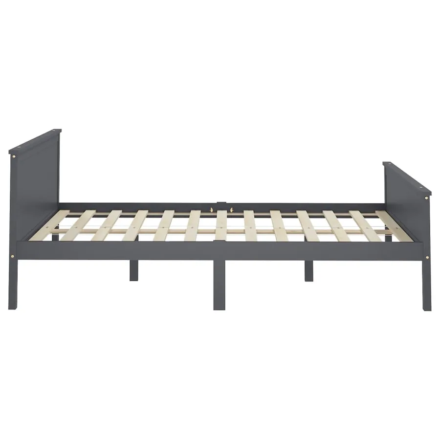 Cadre de lit sans matelas bois massif de pin gris 160x200 cm - 5