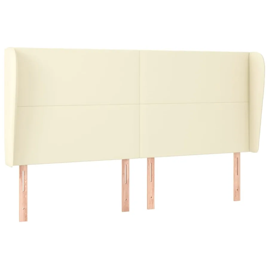 Tête de lit avec oreilles Crème 203x23x118/128 cm Similicuir - 2