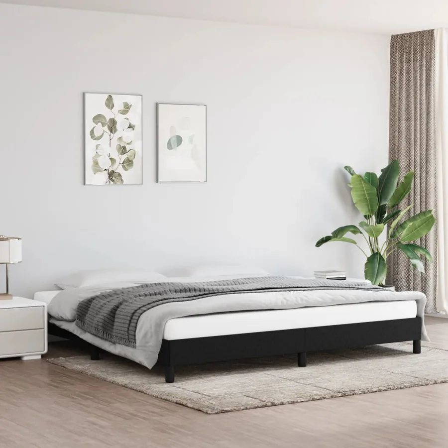 Cadre de lit sans matelas noir 200x200 cm tissu