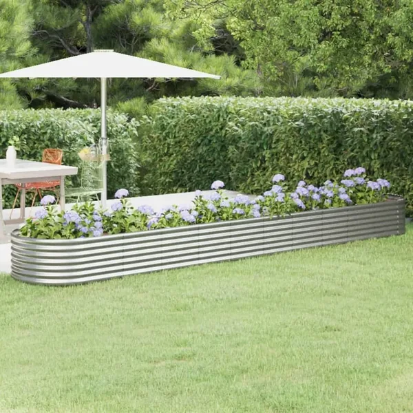 Lit surélevé de jardin Acier galvanisé Argenté