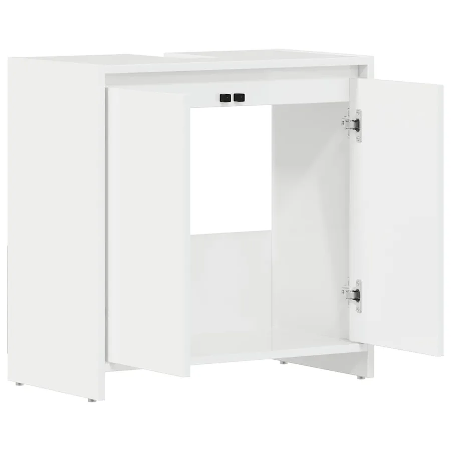 Armoire de salle de bain Blanc brillant Bois d'ingénierie - 5