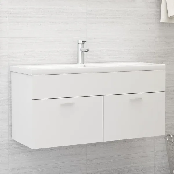 Armoire d'évier Blanc 100x38,5x46 cm Bois d’ingénierie