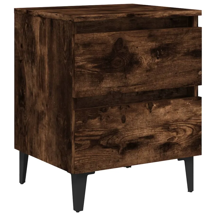 Tables de chevet pieds en métal 2 pcs Chêne fumé 40x35x50 cm - 5