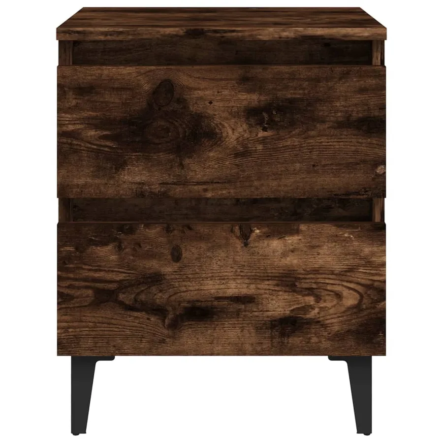 Tables de chevet pieds en métal 2 pcs Chêne fumé 40x35x50 cm - 6