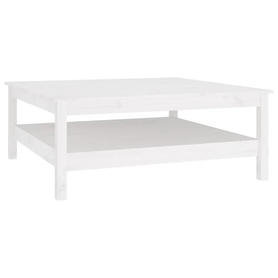 Table basse blanche 100 x 100 x 40 cm Bois de pin massif - 2