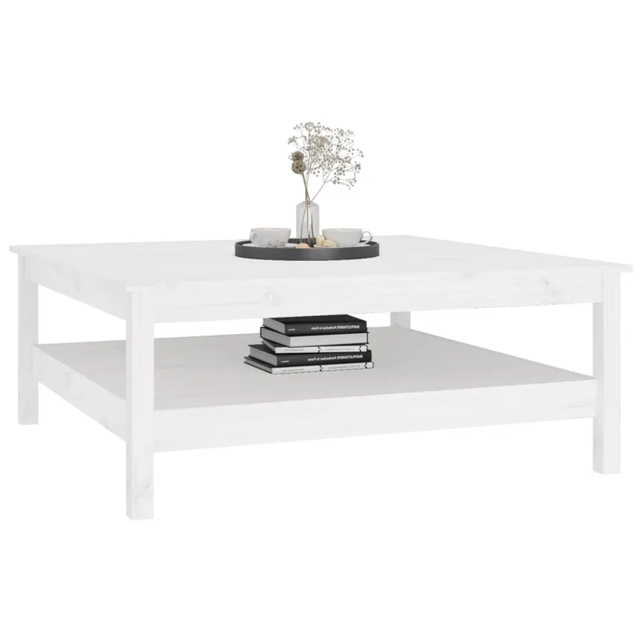 Table basse blanche 100 x 100 x 40 cm Bois de pin massif - 5