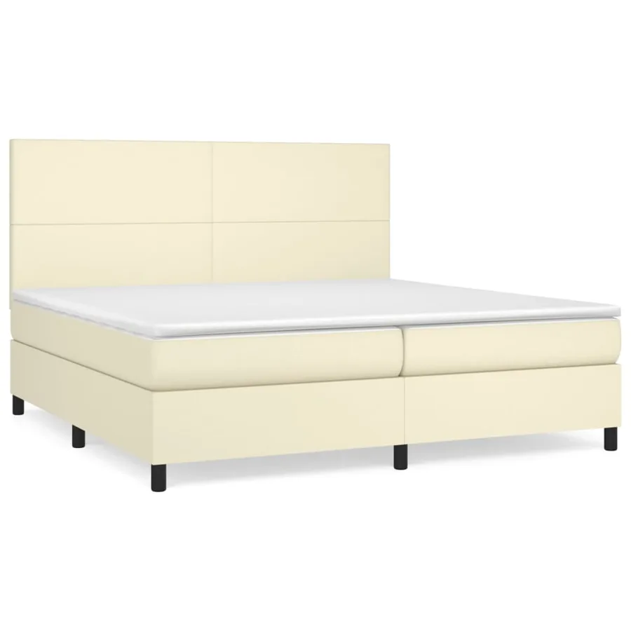 Sommier à lattes de lit avec matelas Crème 200x200cm Similicuir - 2