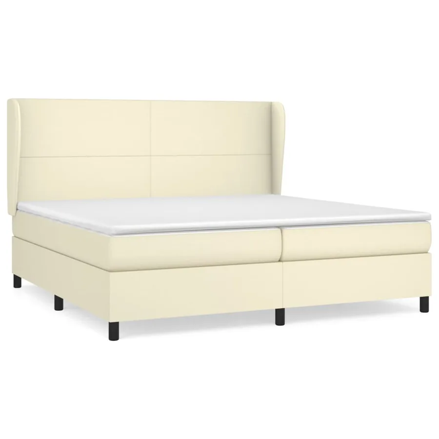 Sommier à lattes de lit avec matelas Crème 200x200cm Similicuir - 2