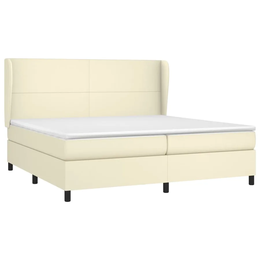 Sommier à lattes de lit avec matelas Crème 200x200cm Similicuir - 3