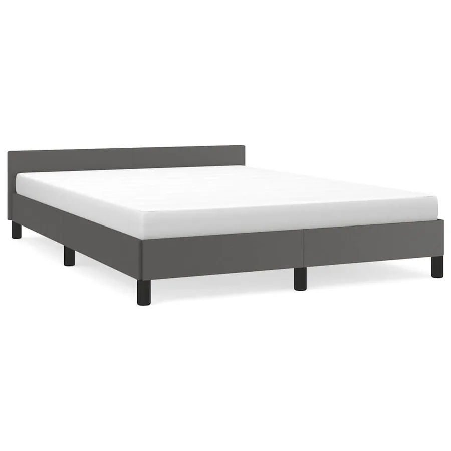 Cadre de lit avec tête de lit sans matelas gris 140x200 cm - 2