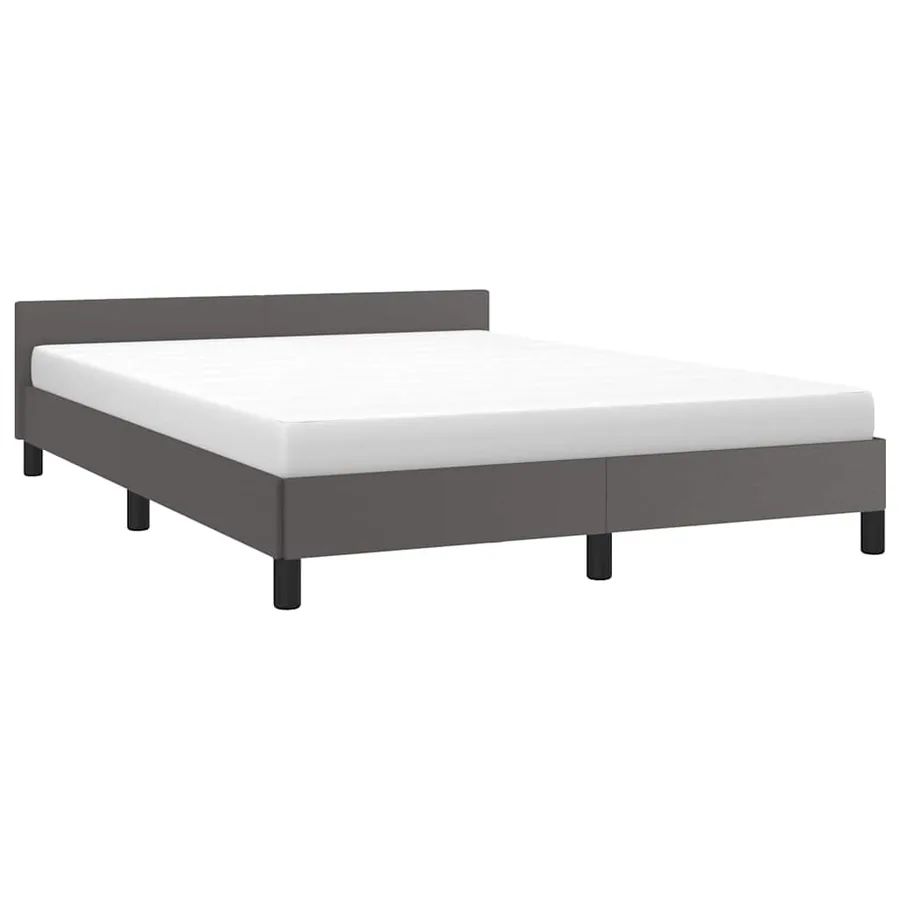 Cadre de lit avec tête de lit sans matelas gris 140x200 cm - 3