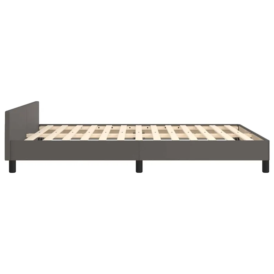 Cadre de lit avec tête de lit sans matelas gris 140x200 cm - 6