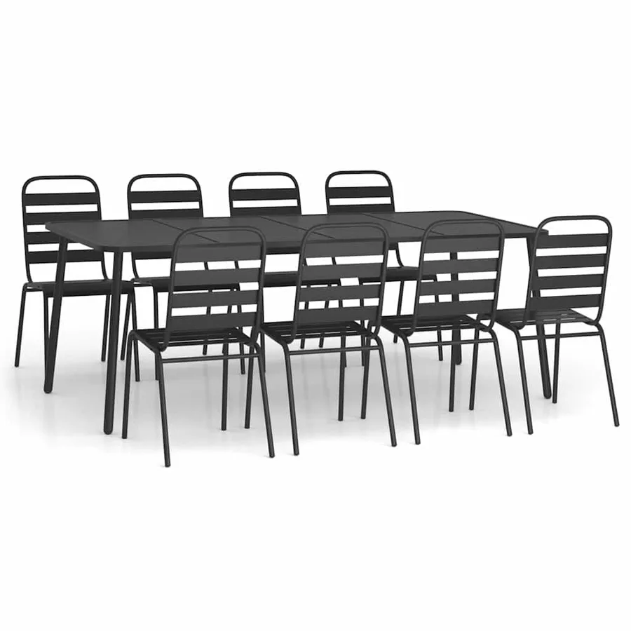Ensemble à manger de jardin 9 pcs anthracite acier - 2