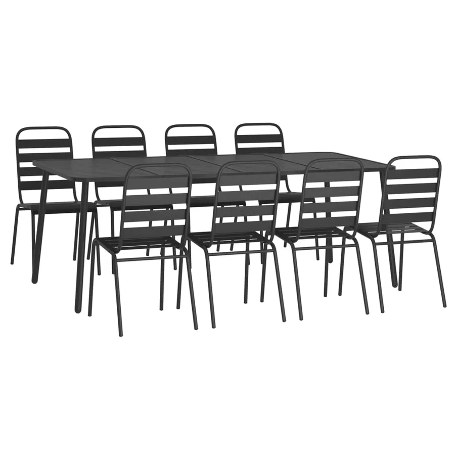 Ensemble à manger de jardin 9 pcs anthracite acier - 3