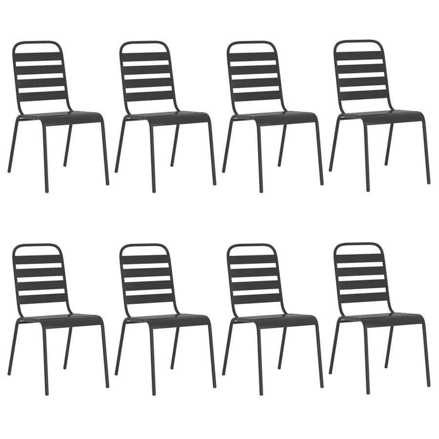 Ensemble à manger de jardin 9 pcs anthracite acier - 4