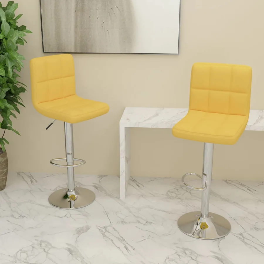 Tabourets de bar lot de 2 jaune moutarde tissu