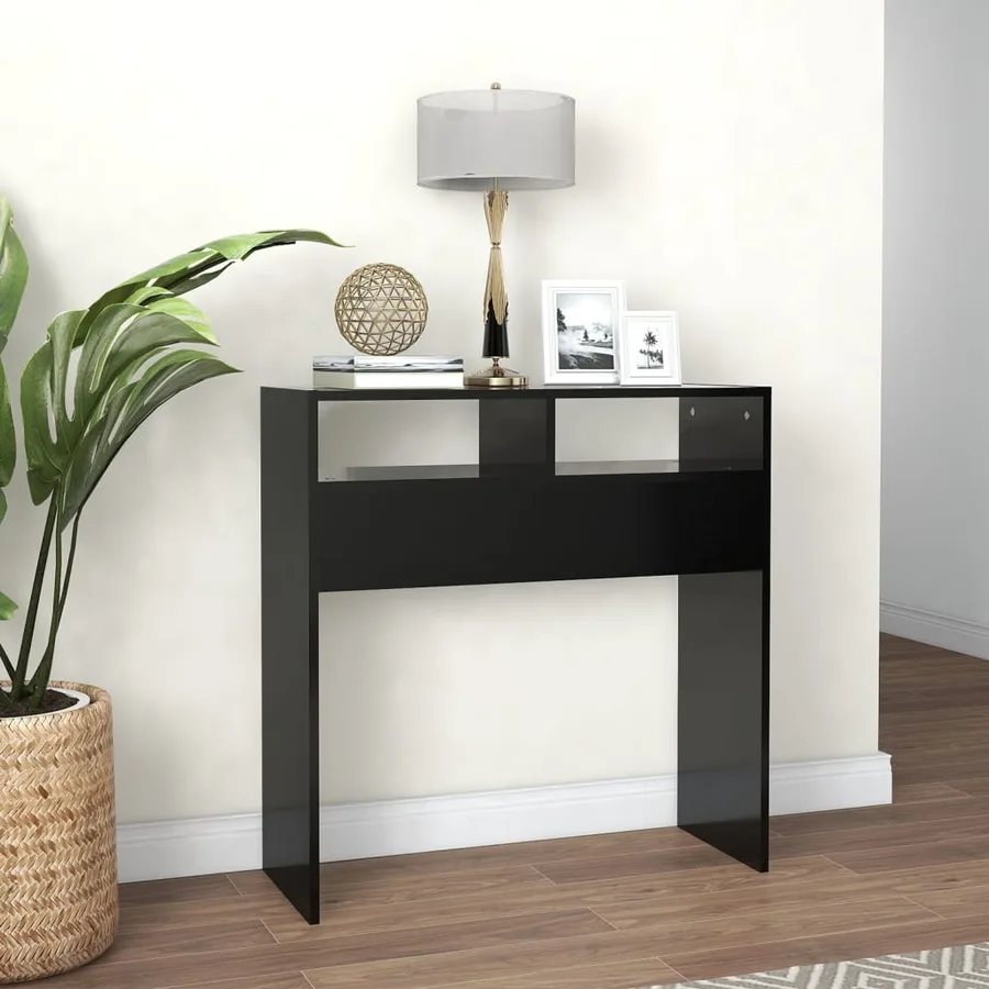 Table console noir 78x30x80 cm bois d'ingénierie - 3