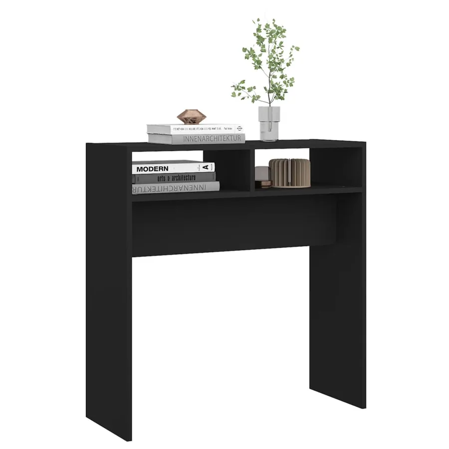 Table console noir 78x30x80 cm bois d'ingénierie - 6