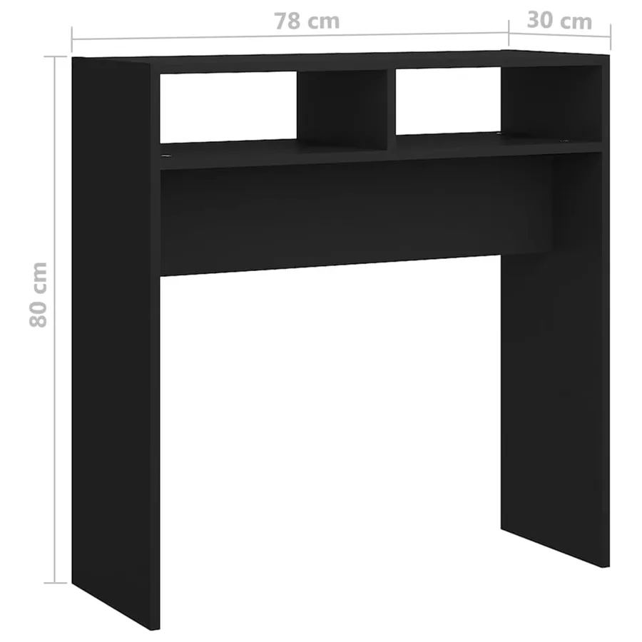 Table console noir 78x30x80 cm bois d'ingénierie - 7