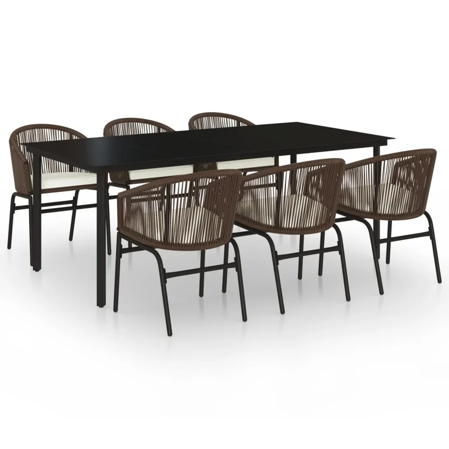 Ensemble à manger de jardin 7 pcs Marron - 2