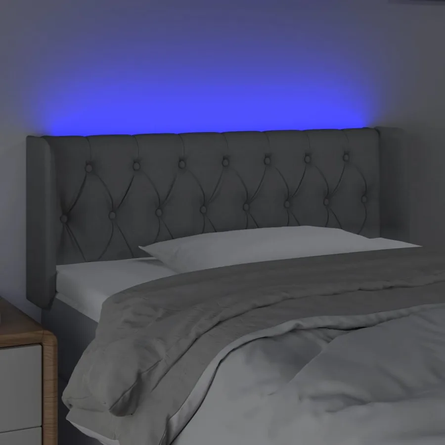 Tête de lit à LED Gris clair 93x16x78/88 cm Tissu - 4