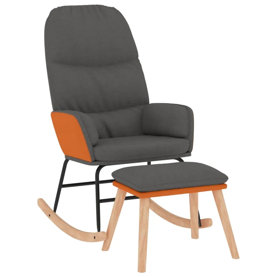 Chaise à bascule avec repose-pied Gris foncé Tissu - 2
