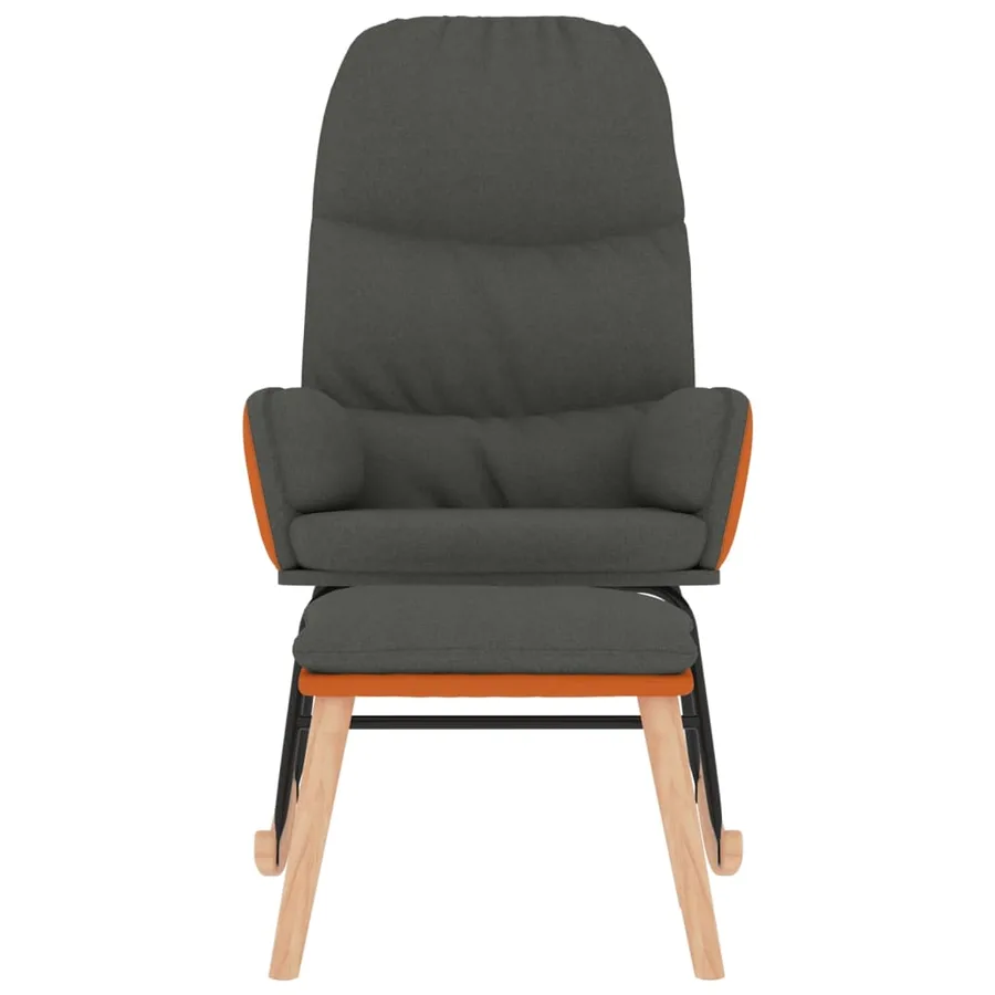 Chaise à bascule avec repose-pied Gris foncé Tissu - 3