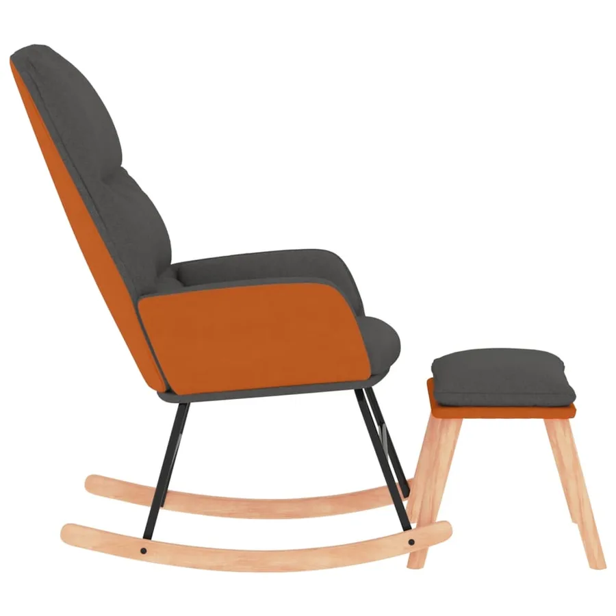 Chaise à bascule avec repose-pied Gris foncé Tissu - 4