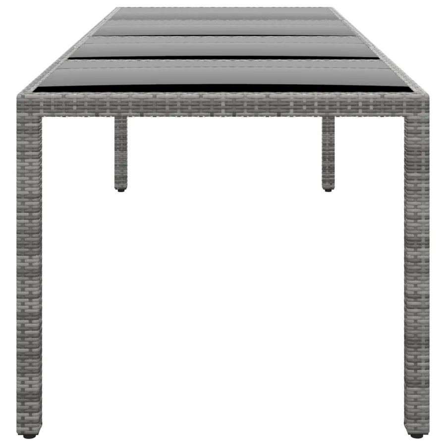 Table de jardin 250x100x75 cm Verre trempé et Résine tressée - 3