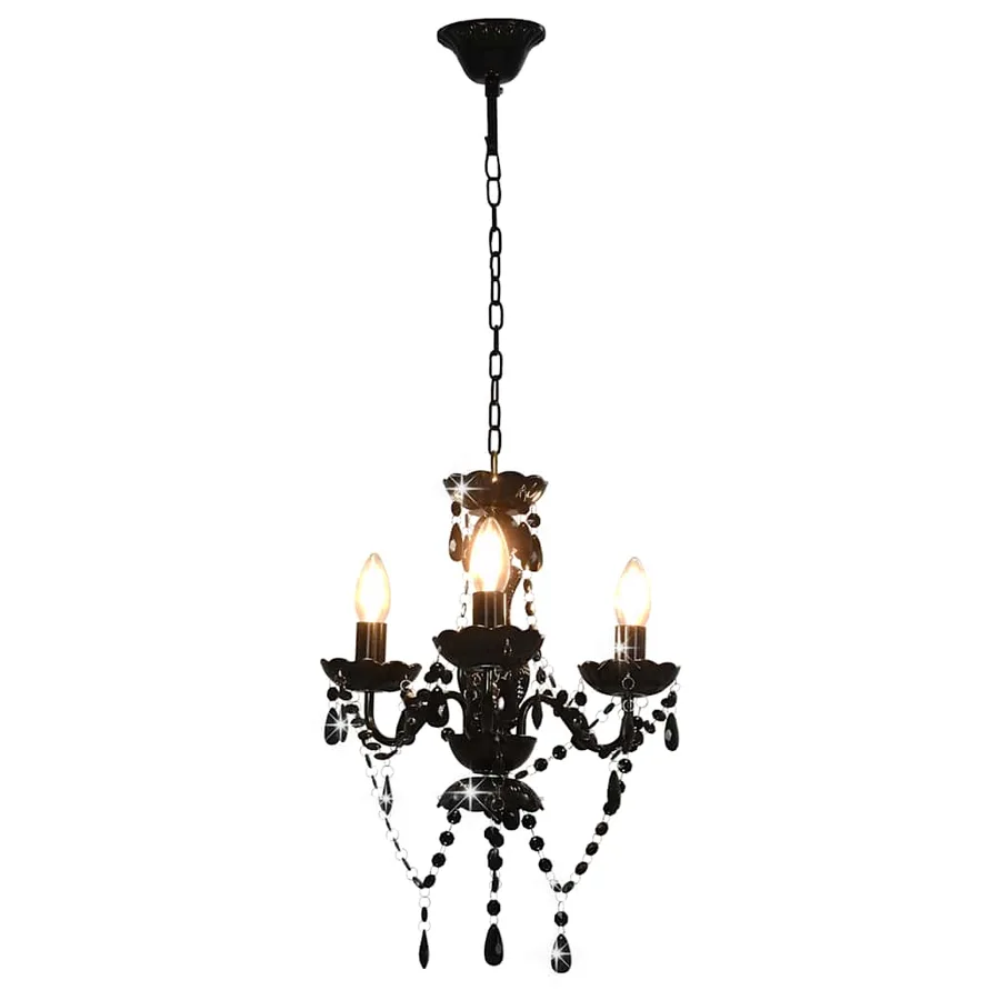 Lustre avec perles Noir Rond 3 x E14 - 4