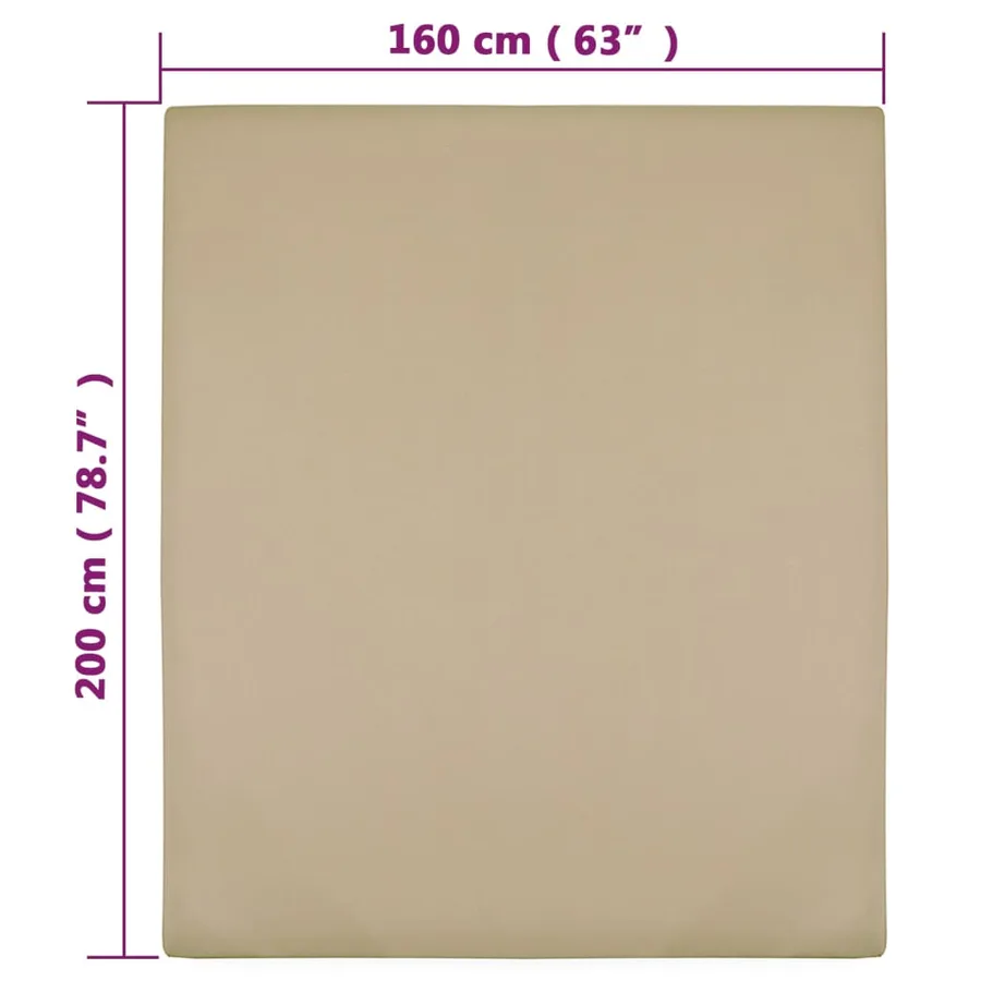 Draps-housses Jersey 2 pcs Taupe 160x200 cm Coton - 4