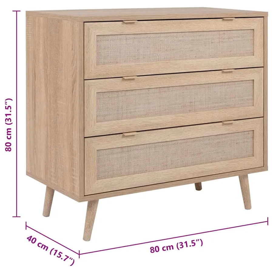 Finori Commode Bali 03A Chêne sonoma et impression de canne - 10