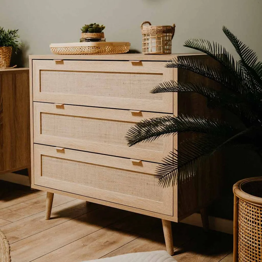 Finori Commode Bali 03A Chêne sonoma et impression de canne - 9