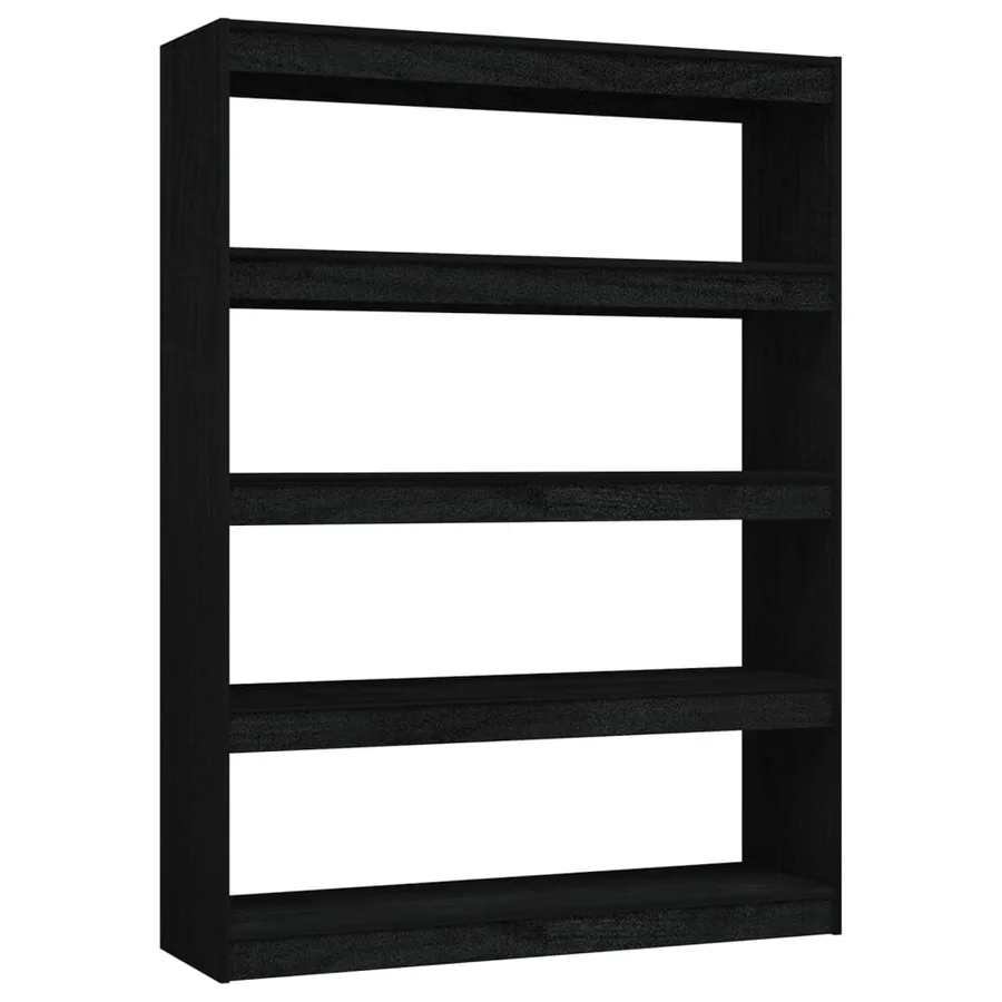 Bibliothèque/Séparateur de pièce Noir 100x30x135,5cm Pin massif - 2