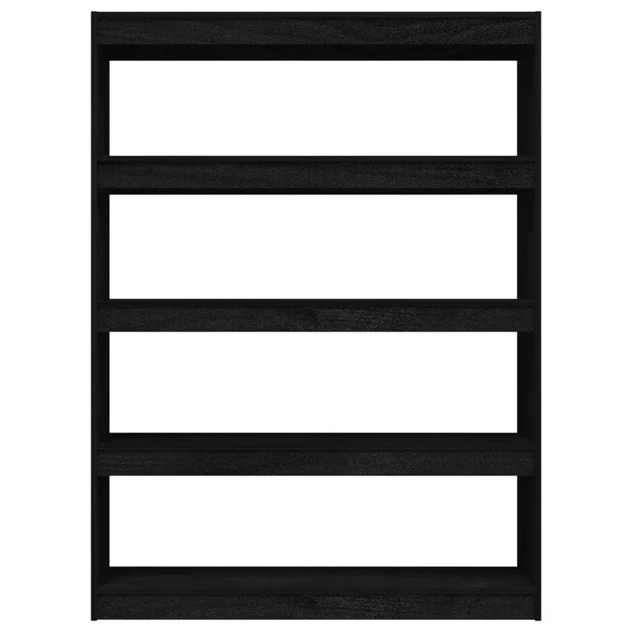 Bibliothèque/Séparateur de pièce Noir 100x30x135,5cm Pin massif - 5