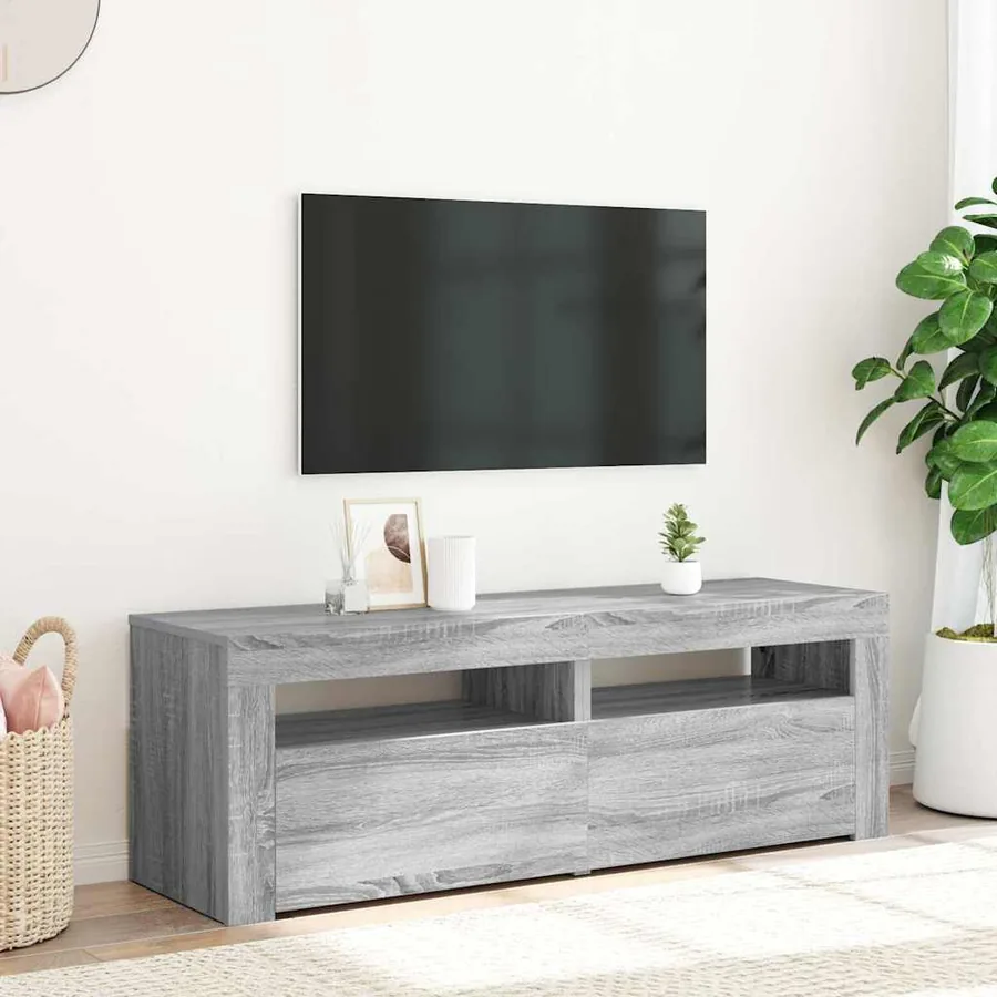 Meuble TV avec lumières LED sonoma gris 120x35x40 cm