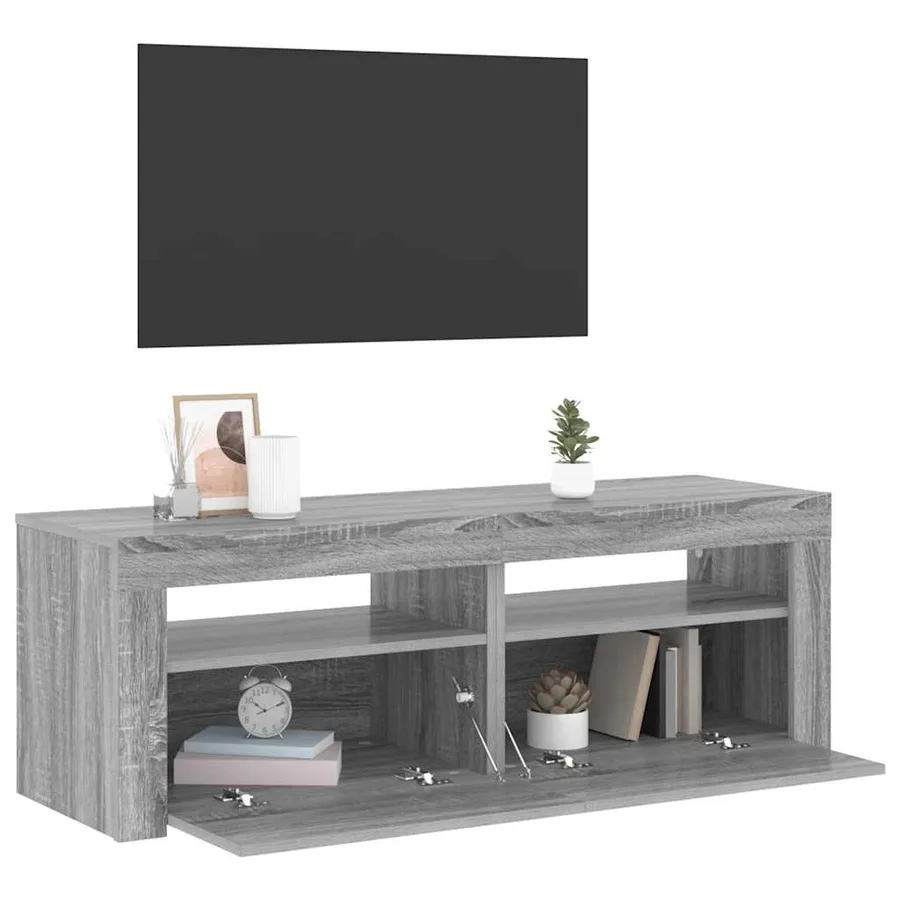 Meuble TV avec lumières LED sonoma gris 120x35x40 cm - 3