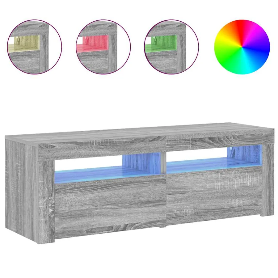 Meuble TV avec lumières LED sonoma gris 120x35x40 cm - 5