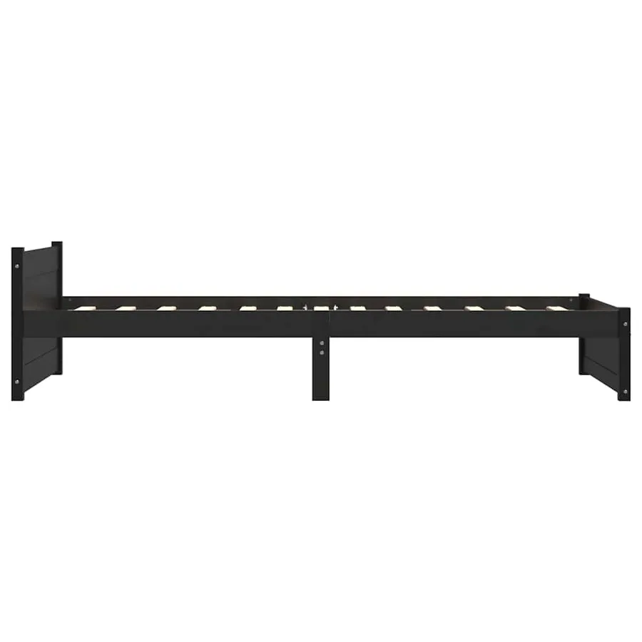 Cadre de lit sans matelas noir bois massif 90x200 cm - 5