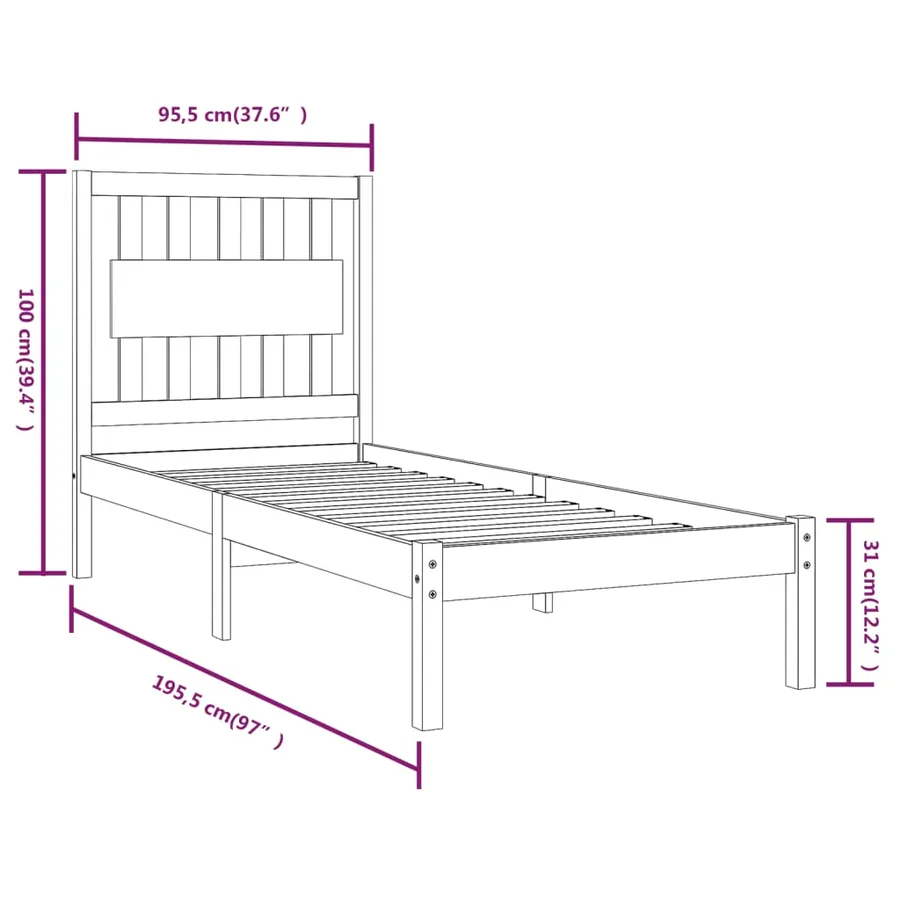 Cadre de lit sans matelas bois massif - 6